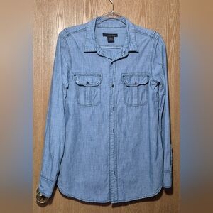 Calvin Klein CK One Mens Button Up Denim Long Sleeve Shirt in Size M